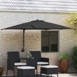 Garden Parasol Black 248,5 x 247,5 x 160 cm Polyester and Steel