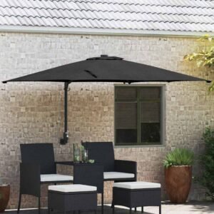 Garden Parasol Black 248,5 x 247,5 x 160 cm Polyester and Steel