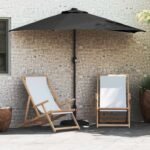 Garden Parasol Black 294 x 150 x 224 cm Polyester and Steel