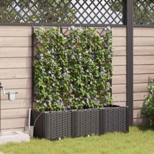 Garden Planter 3 pcs Black Plastic
