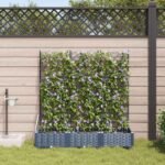 Garden Planter 3 pcs Grey 120 x 40 x 126 cm Plastic