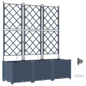 Garden Planter 3 pcs Grey 120 x 40 x 142 cm Plastic