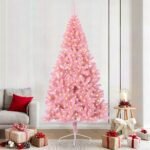 Artificial Pre-lit Christmas Tree with 300 LEDs Pink 210 cm PVC