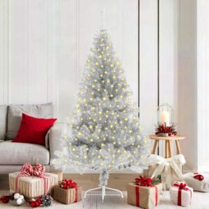 Artificial Pre-lit Christmas Tree Silver 180 cm PET