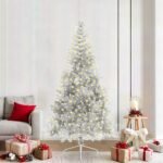 Artificial Pre-lit Christmas Tree Silver 210 cm PET