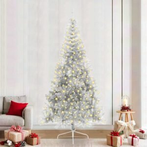 Artificial Pre-lit Christmas Tree Silver 240 cm PET
