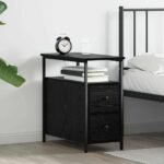Bedside Cabinet Black oak 30 x 60 x 60 cm Engineered wood