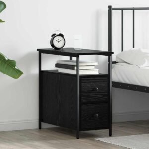 Bedside Cabinet Black oak 30 x 60 x 60 cm Engineered wood