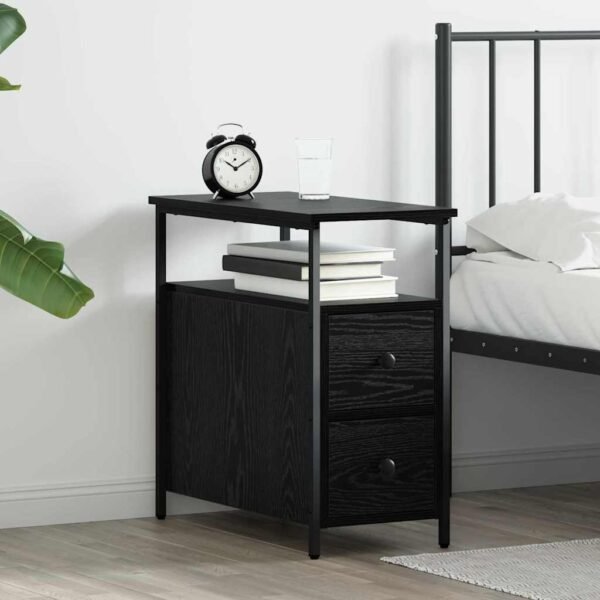 Bedside Cabinet Black oak 30 x 60 x 60 cm Engineered wood
