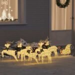 LED Reindeers 7 pcs Gold Fabric