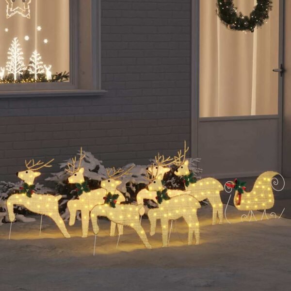 LED Reindeers 7 pcs Gold Fabric
