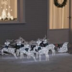 LED Reindeers 7 pcs White Fabric