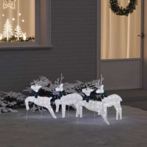 LED Reindeers 4 pcs Silver Fabric