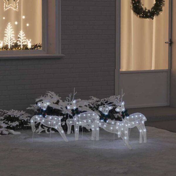 LED Reindeers 4 pcs White Fabric