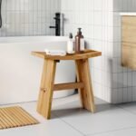 Bathroom Stool Brown 50 x 29.5 x 50.5 cm Solid Teak Wood