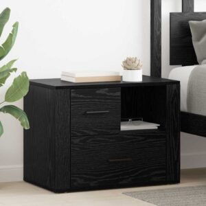 Bedside Cabinet Black Oak 35 x 60 x 50 cm Engineered Wood