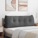 Back Pillow Dark Grey 140 x 24 x 50 cm Fabric