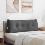 Back Pillow Dark Grey 120 x 24 x 50 cm Fabric
