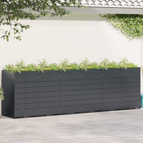 Wheelie Bin Storage for 6 Bins Anthracite 408 x 77,5 x 121,5 cm