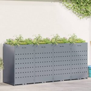 Wheelie Bin Storage for 4 Bins Light Grey 272 x 77,5 x 121,5 cm