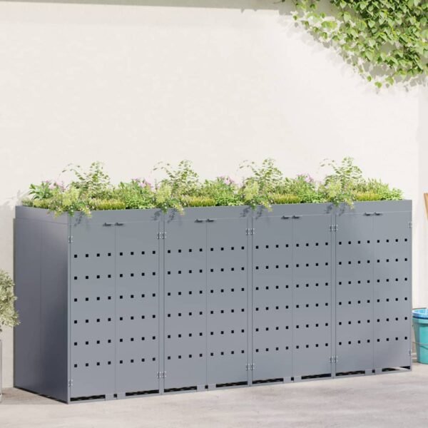 Wheelie Bin Storage for 4 Bins Light Grey 272 x 77,5 x 121,5 cm
