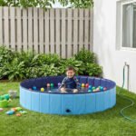 Foldable Dog Swimming Pool Folding Blue 160 x 160 x 30 cm PVC