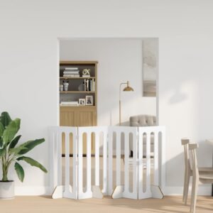 Folding Pet Fence 4 pcs White 201 x 38 x 90 cm Engineered Wood