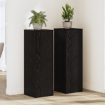 Plant Stand 2 pcs Black Oak 33 x 33 x 100 cm Engineered Wood
