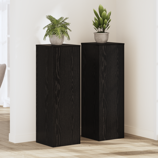 Plant Stand 2 pcs Black Oak 33 x 33 x 100 cm Engineered Wood