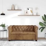Chesterfield Sofa 2-Seater Artificial Leather Brown