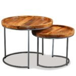 Side Table Set 2 Pieces Solid Mango Wood