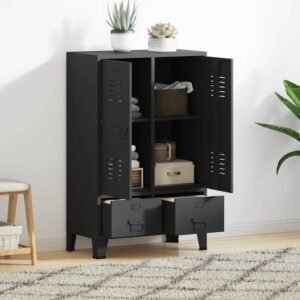 Wardrobe Metal Industrial Style 67x35x107 cm Black