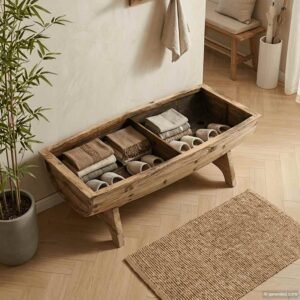 Storage Bench 103x51x44 cm Solid Wood and Fabric