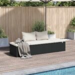 Garden Bed Black 195x60 cm Poly Rattan
