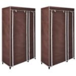 Fabric Wardrobes 2 pcs Brown