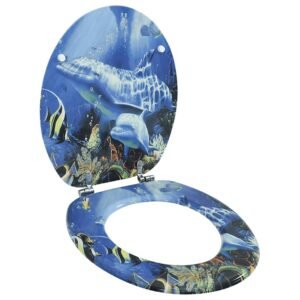 WC Toilet Seat MDF Lid Dolphins