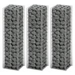Gabion Set 3 pcs Galvanised Wire 25x25x100 cm
