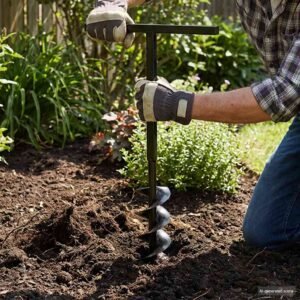 Ground Drill with Handle 120 mm with Extension Tube 9 m Steel