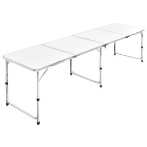 Foldable Camping Table Height Adjustable Aluminium 240 x 60 cm