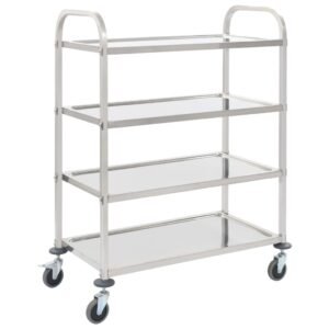 4-Tier Kitchen Trolley 107x55x125 cm Stainless Steel