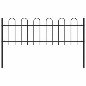 Garden Fence BOXTEL with Hoop Top Steel 181x60 cm Black