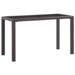 Garden Table Brown 123x60x74 cm Poly Rattan