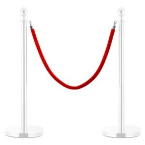 Stanchion Stand Rope Red and Silver Velvet