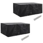 Garden Furniture Covers 2 pcs 8 Person Poly Rattan Set 10 Eyelets 229x113 cm