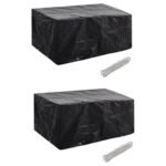 Garden Furniture Covers 2 pcs 4 Person Poly Rattan Set 8 Eyelets 180x140 cm
