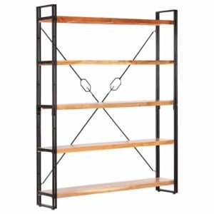 5-Tier Bookcase 140x30x180 cm Solid Acacia Wood