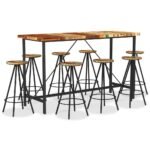 9 Piece Bar Set Solid Reclaimed Wood