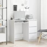 Desk White 90x45x76 cm Engineered Wood