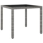 Garden Table Grey 90x90x75 cm Poly Rattan