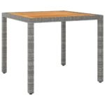 Garden Table Grey 90x90x75 cm Poly Rattan